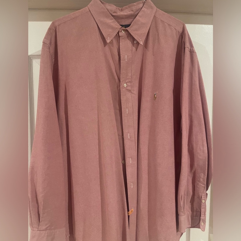 This is a Polo RL pink oxford shirt, size 3X. Excellent condition.